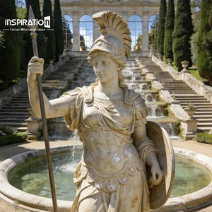 Statue d'Hermès en pierre de fibre de verre pour jardin de style européen, sculpture de mythologie grecque en pierre cultivée - Product Image 1
