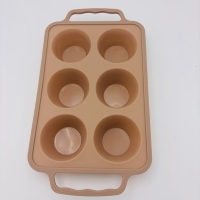 Moule à muffins rond en silicone 6 tasses avec cadre métallique renforcé et doubles poignées