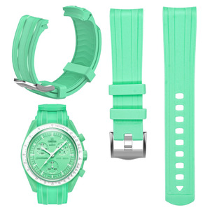 Bracelet de montre de sport personnalisé en caoutchouc 20 mm TPU élastique de remplacement pour Moonwatch Orange <span class=keywords><strong>Noir</strong></span> Blanc Bleu Jaune - Product Image 2