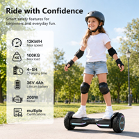 Hoverboard portable tout-terrain pour adultes, 8,5 pouces, avec éclairage LED, auto-équilibrant