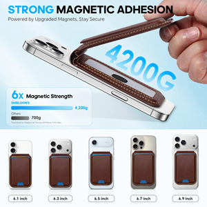 Portefeuille de <span class=keywords><strong>carte</strong></span> de crédit fin en cuir PU magnétique rétro avec blocage RFID, étui personnalisé avec logo pour iPhone - Product Image 4