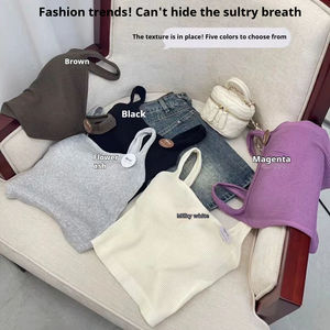 Fil sans couture gilet délicat doux camiseta sin mangas une pièce coupe fixe croptop beauté dos fronde soutien-gorge <span class=keywords><strong>tube</strong></span> haut avec coussinet de soutien-gorge - Product Image 6