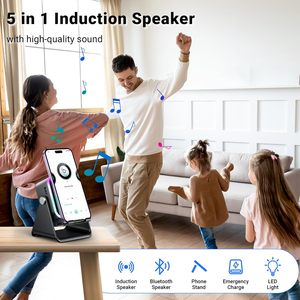 Support de téléphone avec haut-parleur sans fil à <span class=keywords><strong>induction</strong></span>, éclairage LED RGB, amplificateur rechargeable pour <span class=keywords><strong>iPhone</strong></span> et Android - Product Image 2