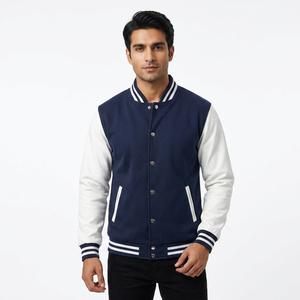 Chaqueta Universitaria Casual Personalizada para Hombre, Diseño Varsity de Cuero, Tejido de Lona, Secado Rápido, Duradera, Variedad de Estilos - Product Image 1