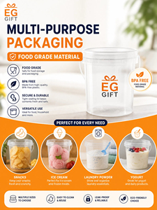 Factory Supply Food Grade Clear Plastic Jars 1L-5L <b>Buckets</b> <b>With</b> Handles And <b>Lids</b> Custom Colors Printing Logo - Product Image 5
