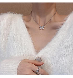 Collar de lazo de moda para mujer, con colgante de diamantes de imitación, gargantilla, cadena para clavícula, ideal para bodas y fiestas. ¡Oferta caliente! - Product Image 5