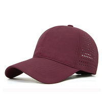Casquette de course unisexe en nylon imperméable de haute qualité, 6 panneaux, avec trous découpés au laser, pour le sport et le golf, personnalisable