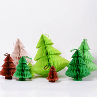 Décoration de Noël en papier nid d'abeille, arbre de Noël en papier 3D, centre de table, décoration suspendue pour Noël