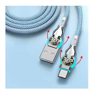 2025 New USB Bện Loại <span class=keywords><strong>C</strong></span> LED Ánh Sáng Sạ<span class=keywords><strong>c</strong></span> Nhanh 180 Độ Xoay Khuỷu Tay Đôi Nhanh Chóng Sạ<span class=keywords><strong>c</strong></span> Cho Xe Samsung Pd Chuỗi - Product Image 3