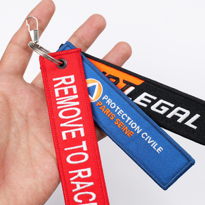 Nuevo diseño diseñador de moda logotipo personalizado tejido en blanco bordado llaveros pantalla - Product Image 3