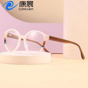 Gafas de Acetato Redondas para Mujer Conchen, Lentes Planas, Protección Anti-UV, Diseño Ovalado de Marco Completo 1048 - Product Image 1