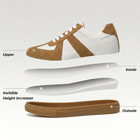 Baskets de skateboard respirantes en cuir de vachette pour hommes, baskets de sport décontractées, baskets décontractées rehaussantes de 7 cm