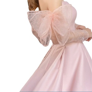 Pink A-Line Bridesmaid Dress Sweetheart Neckline Tulle One-Piece For Wedding Party Bridal Events - Product Image 5
