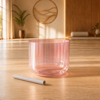 Bol chantant en cristal de quartz ambré REMA Alchemy 432Hz, tonalité CDEFGAB, pour la guérison sonore et la méditation, couleur or champagne, 5-9 pouces
