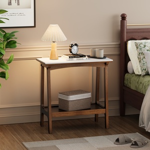 Retro Reddish Brown Narrow Side Table with Storage <b>Shelf</b> Small End Table for Living Room Entryway - Product Image 5