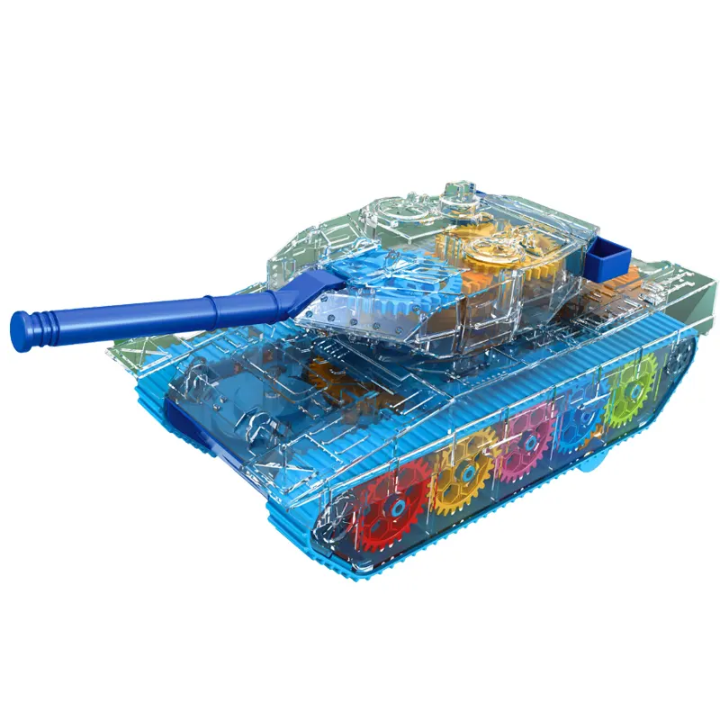 Simulation Model Tank Electric Universal Transparent Gear Military Tank Toys with Light Music