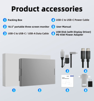Nouvel écran extenseur tendance de 18,5 pouces, installation facile, connexion USB-C/USB-A, moniteur pliable léger, Plug and Play, IPS 1080P