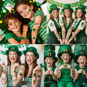 Autocollant de tatouage temporaire pour la Saint-Patrick, imperméable, motif trèfle, pour fête, enfants, amusant - Product Image 3