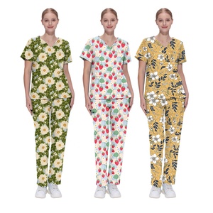 Haute qualité unisexe imprimé col en v personnalisable multicolore gommages médicaux femmes hôpital hauts d'allaitement et amusant imprime uniformes - Product Image 4