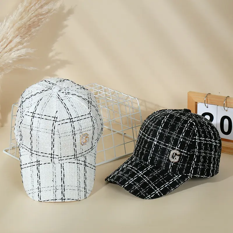 レターチェックファッション野球帽6パネル屋外スポーツ帽子女性帽子日焼け止め野球帽