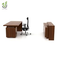 Bureau de direction IULTRA moderne en forme de L, placage bois MDF/MFC, montage facile, résistant à l'eau, écologique, table de bureau pour PDG