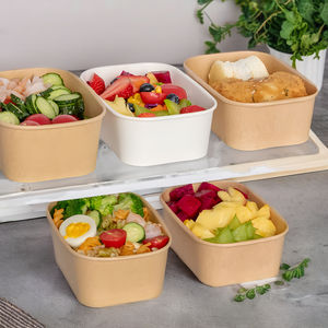 กล่องอาหารกลางวันกระดาษสีขาวทรงสี่เหลี่ยมสำหรับอาหารและเค้กช็อคโกแลตพร้อมฝาปิด-สำหรับเสิร์ฟและบรรจุภัณฑ์ - Product Image 2