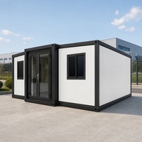 Maison modulaire préfabriquée blanche, cabine conteneur portable avec portes vitrées pour projets de construction