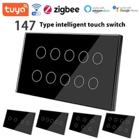 Interrupteur intelligent WiFi 147 avec panneau tactile, commande vocale Alexa, 10A 240V, plaque murale en verre trempé, compatible EU/UK/US, Smart Life