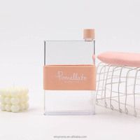 Bouteille d'eau portable en plastique avec couvercle, 380 ml, écologique, réutilisable, avec carnet de notes A5 rose créatif et mignon, personnalisable OEM/ODM