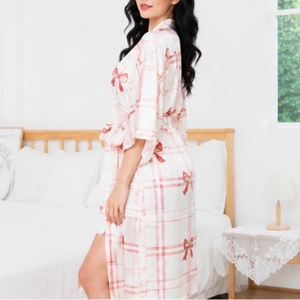 Nouvelle Robe de Nuit en Satin Grande <span class=keywords><strong>Taille</strong></span> pour Femme, Kimono Doux, Vêtements d'Été pour Femme, Peignoir Léger et Luxueux, Sensation Fraîche, Tenue d'Intérieur - Product Image 2