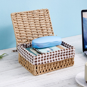 New Design <strong>Popular</strong> 3pcs Set <strong>Plastic</strong> Handwoven Premium Desktop Storage <strong>Laundry</strong> With Handles Fabric Liner Wicker <strong>Basket</strong> - Product Image 4