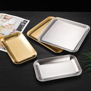 Stainless Steel Serving <b>Tray</b> Silver Gold 304 201 Rectangle Flat Bottom Food Service Dishware Kitchen Dining <b>Tray</b> - Product Image 3