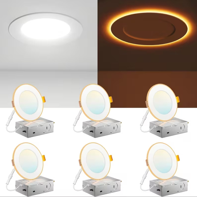 LED Recessed Downlight Light Night Light Round LED Panel Lamp with Junction Box Slim Ceiling Spot Light for Home Bedroom Decor