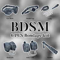 Kit de Contrainte Gothique Noir en Cuir : Menottes, Liens de Cheville, Fouet, Collier, Sangles Réglables – Ensemble de Jeu de Rôle pour Couples – Vente en Gros