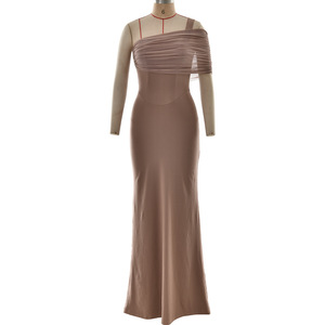 Vestido de cóctel asimétrico con cuello descubierto, largo, ajustado, elegante, para mujer, vestido de noche con cintura natural, a la moda, estilo urbano. - Product Image 5