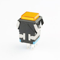 Interrupteur à bouton-poussoir carré en plastique 24V LED lumière jaune 2NO2NC interrupteur à bouton-poussoir momentané à verrouillage
