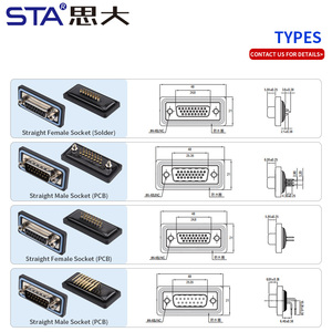 D-SUB IP67 kết nối không thấm nước DB15 cong nam nữ ổ cắm thẳng Hàn/PCB kết nối 15pin/26pin/3w3/3w3c/7w2/11w1 - Product Image 5