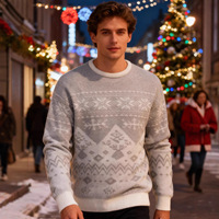 Ensemble de pulls de Noël pour couple, tricotés d'hiver, à motif jacquard, décontractés, infroissables, lavables en machine