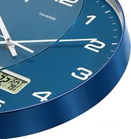 Jam Dinding Modern 12" Dial Biru Gerakan Quartz Bahan ABS Tanpa Suara Berdetak Analog Jarum Analog Bertenaga Baterai