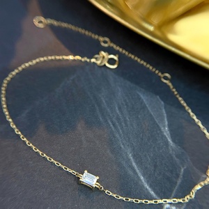 Xinfly <b>Solid</b> 18K <b>Gold</b> Baguette Diamond <b>Bracelet</b> Dainty Minimalist Stackable AU750 0.10ct Natural Diamond Fine Women Children's - Product Image 6