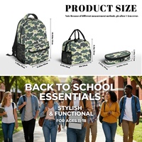 Ensemble de sacs à dos scolaires portables 3 pièces avec trousse, sac à déjeuner et sac à dos à fermeture éclair, imprimé léopard et fleurs d'hibiscus, personnalisable avec logo