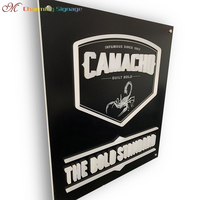 Enseigne lumineuse rectangulaire personnalisée de style rétro, panneau en aluminium LED avec acrylique, rétroéclairage fin, boîte à lumière publicitaire à fixation rapide