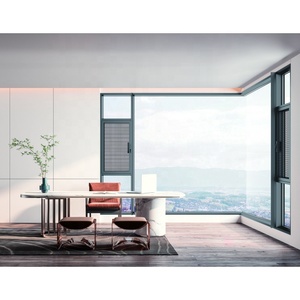 หน้าต่างบานเลื่อนอลูมิเนียมอัลลอยด์สีดำกันพายุเฮอริเคนกันแรงกระแทกสูงหน้าต่างบานอลูมิเนียมบาง - Product Image 4