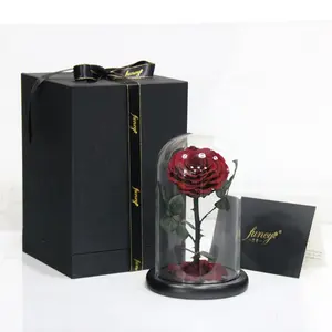 2019 Belle Enchanted Wholesale Preserved Roses Christmas Gifts Set Eternal RosesでGlass Dome