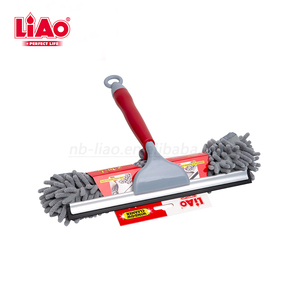 LiAo 2 in 1 Double Sided Glass <strong>Window</strong> <strong>Cleaning</strong> <strong>Brush</strong> with Rubber Squeegee and Microfiber Cleaner - Product Image 3