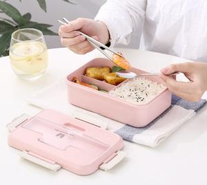 custom adults plastic wheat straw sublimation baby lunch box kids school with lunch bag