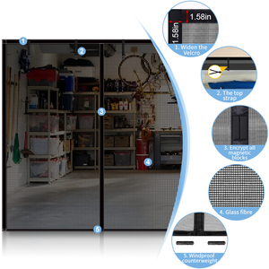 Rideau de porte de <span class=keywords><strong>garage</strong></span> magnétique anti-moustique en fibre de verre ruban magique sans trou rideau de porte multi-ouverture anti-poussière - Product Image 3