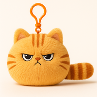 OEM personnalisé expression émotionnelle chat oreiller en colère heureux anthropomorphe porte-clés sac à dos pendentif peluche jouet poupée cadeau
