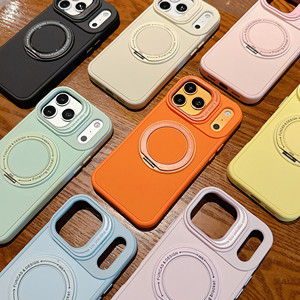 Mat de luxe <span class=keywords><strong>360</strong></span> °   Coque de téléphone en silicone avec support magnétique rotatif en métal et béquille anneau pour iPhone 17 16 15 14 13 Pro Max - Product Image 2