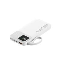 Nouvelle station d'alimentation portable 10000mAh, modèle ultra-fin, type-C USB, ligne auto-portante, charge rapide, batterie externe ABS, protection contre la surcharge